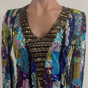 Banjul Colorful Sequence Long Sleeve Mini Dress